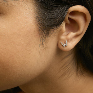 10K White Gold 1/10 Cttw Diamond Initial “A” to "Z" Stud Earring
