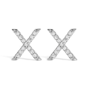 10K White Gold 1/10 Cttw Diamond Initial “A” to "Z" Stud Earring