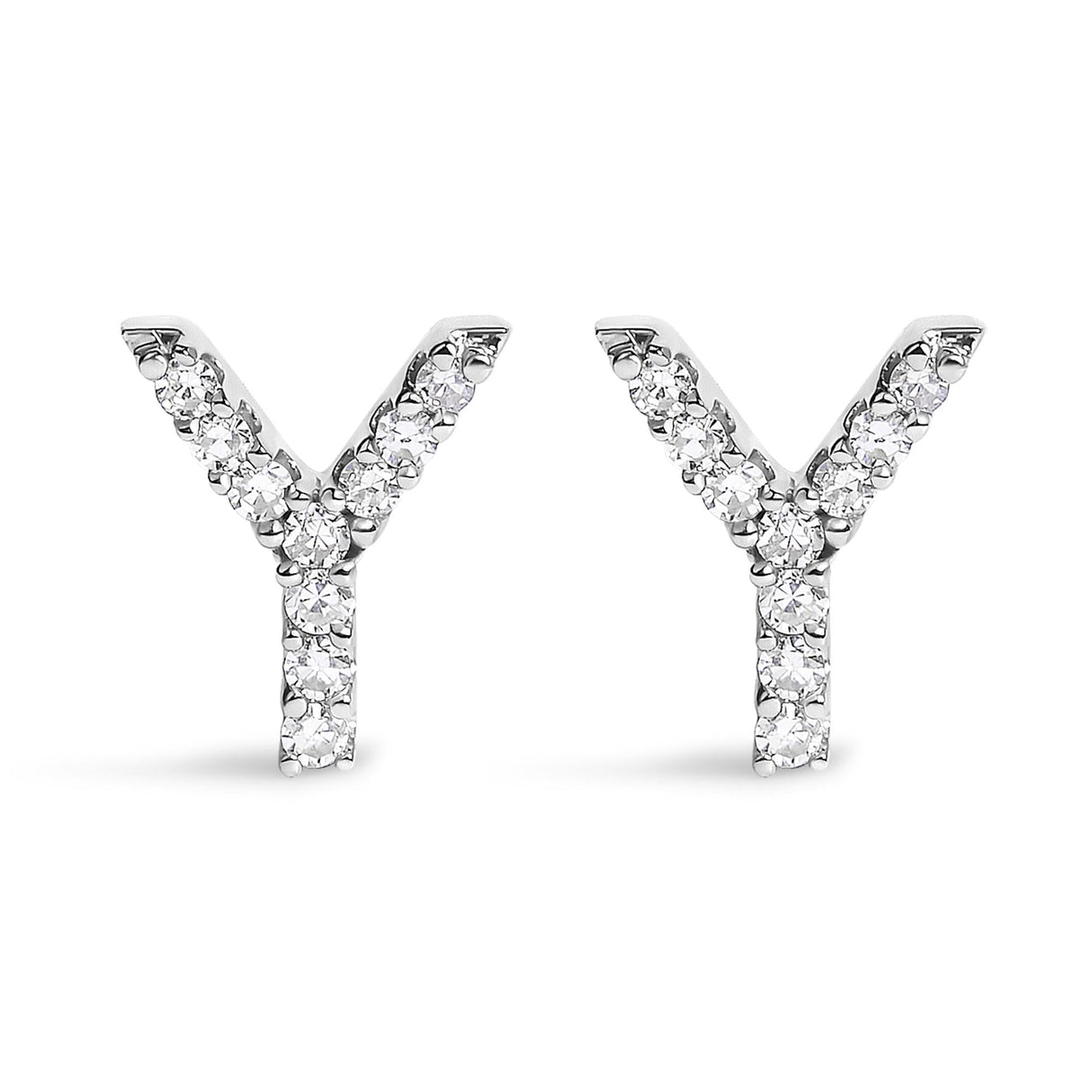 10K White Gold 1/10 Cttw Diamond Initial “A” to "Z" Stud Earring