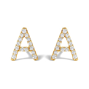 10K White Gold 1/10 Cttw Diamond Initial â€œAâ€ Stud Earring