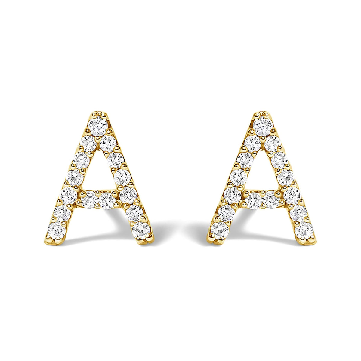 10K Yellow Gold 1/10 Cttw Diamond Initial “A” to "Z" Stud Earring