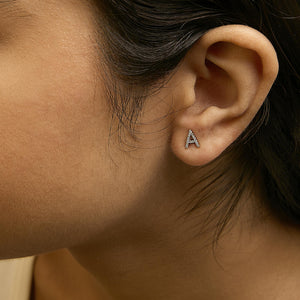 10K Yellow Gold 1/10 Cttw Diamond Initial “A” to "Z" Stud Earring