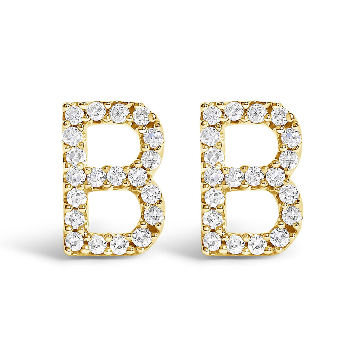 10K Yellow Gold 1/10 Cttw Diamond Initial “A” to "Z" Stud Earring
