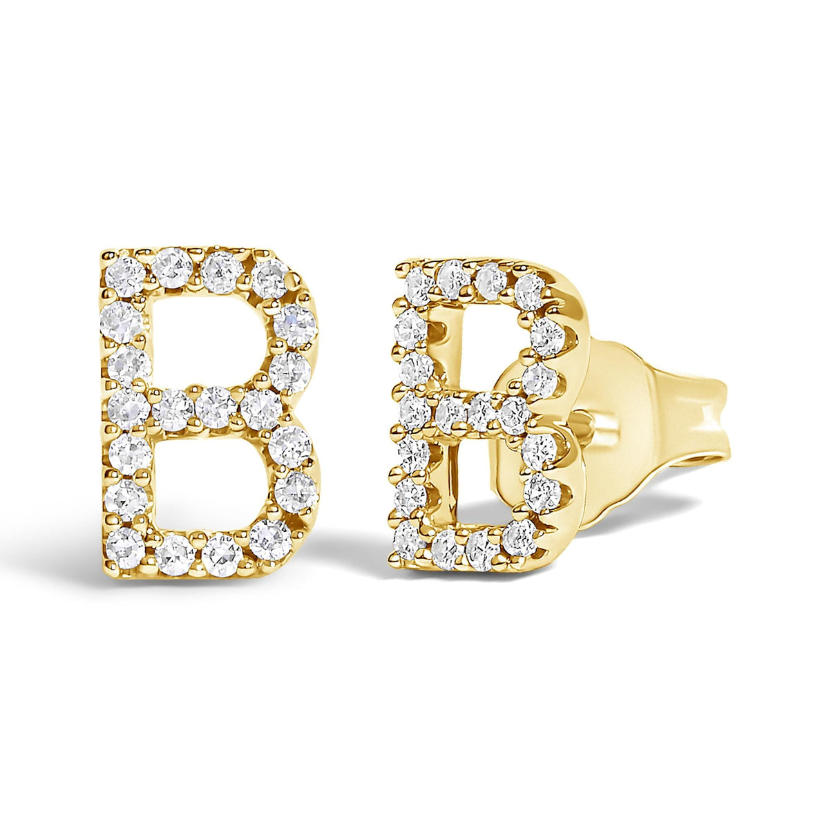 10K Yellow Gold 1/10 Cttw Diamond Initial “A” to "Z" Stud Earring
