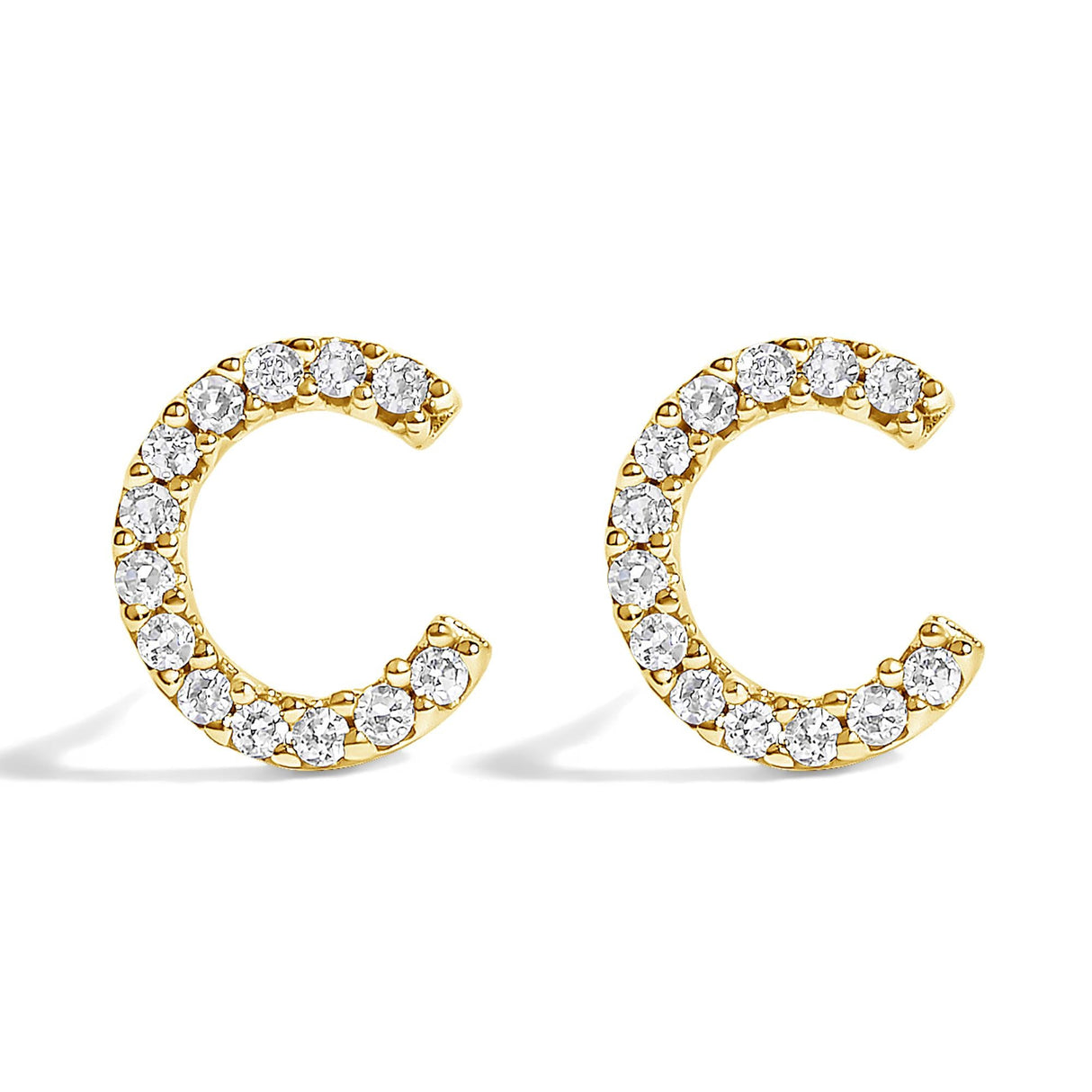 10K Yellow Gold 1/10 Cttw Diamond Initial “A” to "Z" Stud Earring