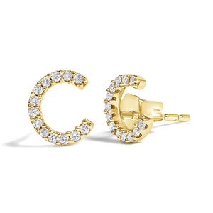 10K Yellow Gold 1/10 Cttw Diamond Initial “A” to "Z" Stud Earring