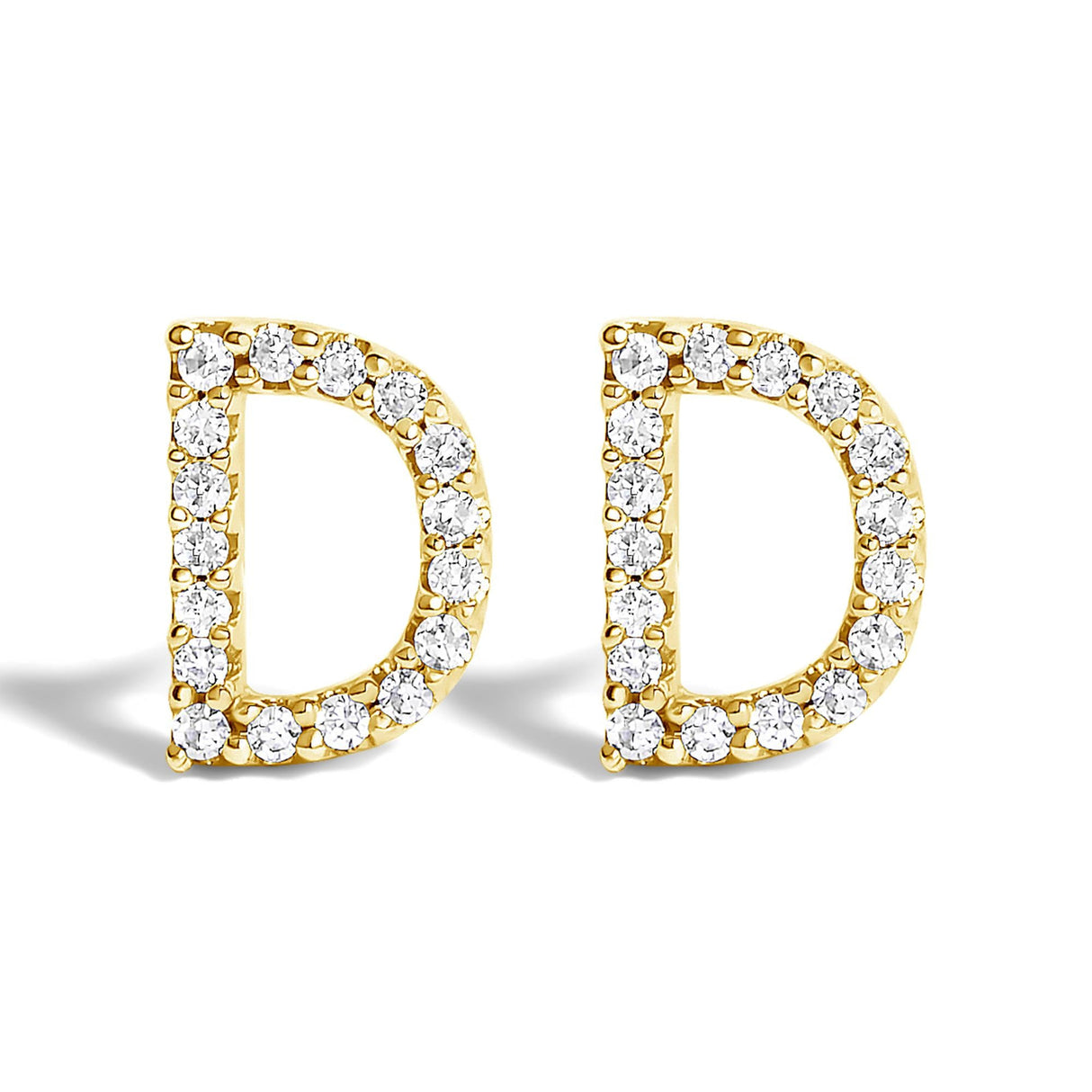 10K Yellow Gold 1/10 Cttw Diamond Initial “A” to "Z" Stud Earring