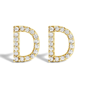 10K Yellow Gold 1/10 Cttw Diamond Initial “A” to "Z" Stud Earring