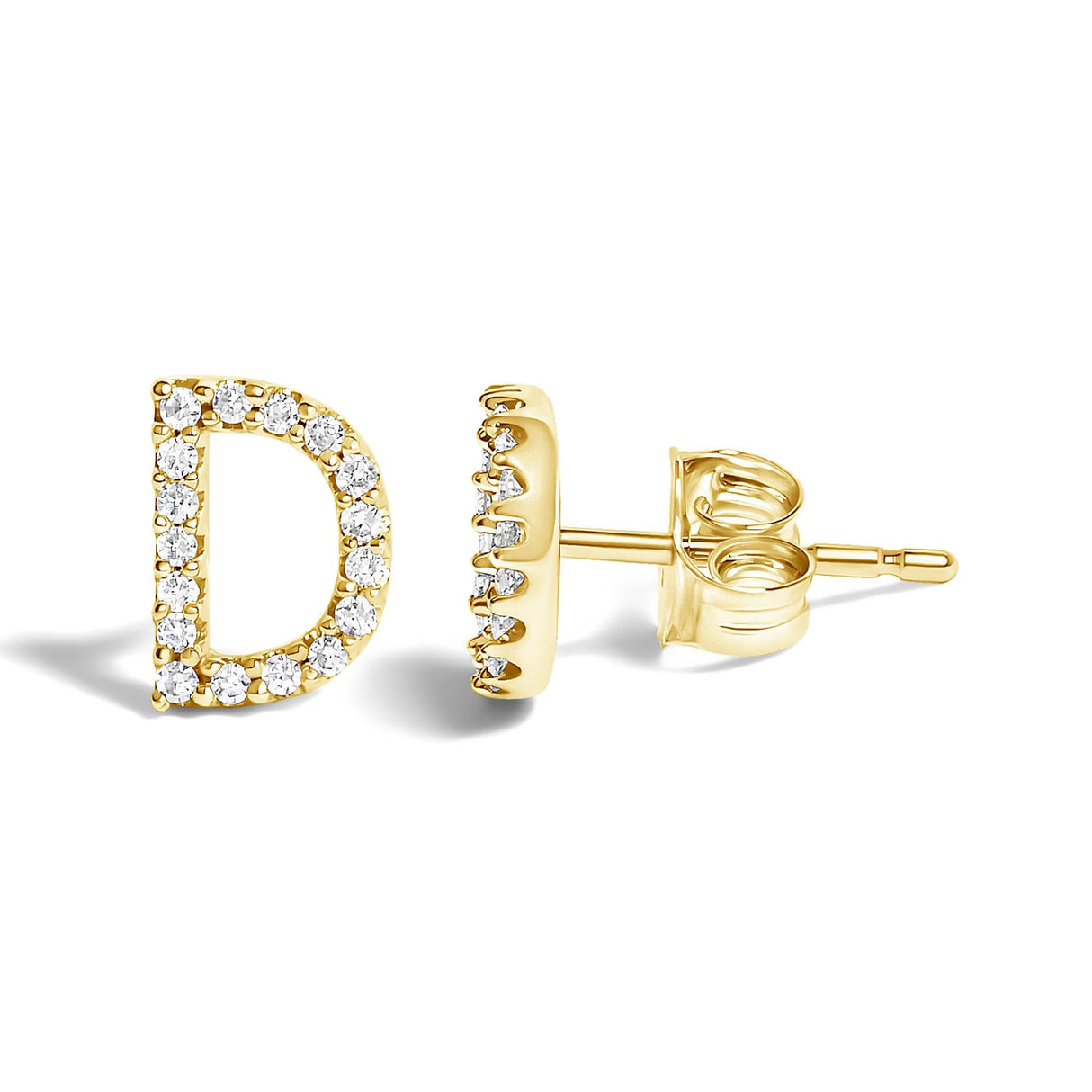10K Yellow Gold 1/10 Cttw Diamond Initial “A” to "Z" Stud Earring