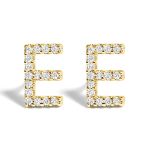 10K Yellow Gold 1/10 Cttw Diamond Initial “A” to "Z" Stud Earring