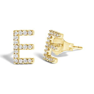 10K Yellow Gold 1/10 Cttw Diamond Initial “A” to "Z" Stud Earring
