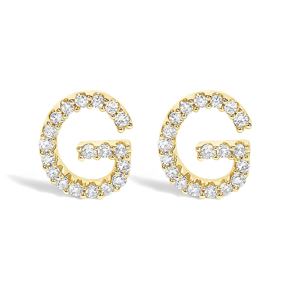 10K Yellow Gold 1/10 Cttw Diamond Initial “A” to "Z" Stud Earring