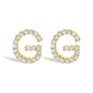 10K Yellow Gold 1/10 Cttw Diamond Initial “A” to "Z" Stud Earring
