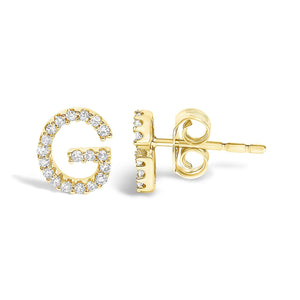 10K Yellow Gold 1/10 Cttw Diamond Initial “A” to "Z" Stud Earring