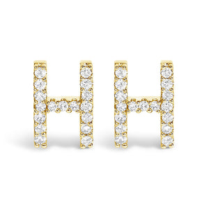 10K Yellow Gold 1/10 Cttw Diamond Initial “A” to "Z" Stud Earring
