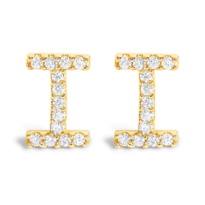 10K White Gold 1/10 Cttw Diamond Initial â€œAâ€ Stud Earring