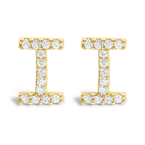 10K Yellow Gold 1/10 Cttw Diamond Initial “A” to "Z" Stud Earring