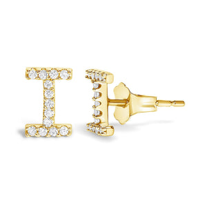 10K Yellow Gold 1/10 Cttw Diamond Initial “A” to "Z" Stud Earring