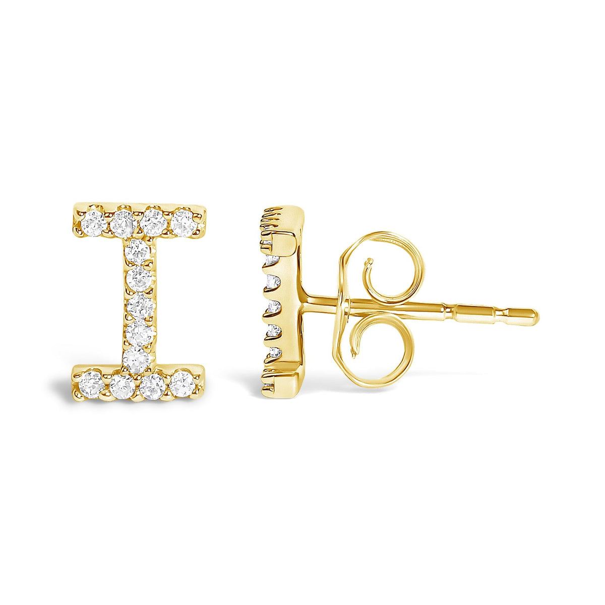 10K Yellow Gold 1/10 Cttw Diamond Initial “A” to "Z" Stud Earring