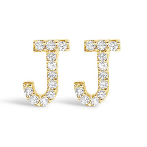 10K Yellow Gold 1/10 Cttw Diamond Initial “A” to "Z" Stud Earring