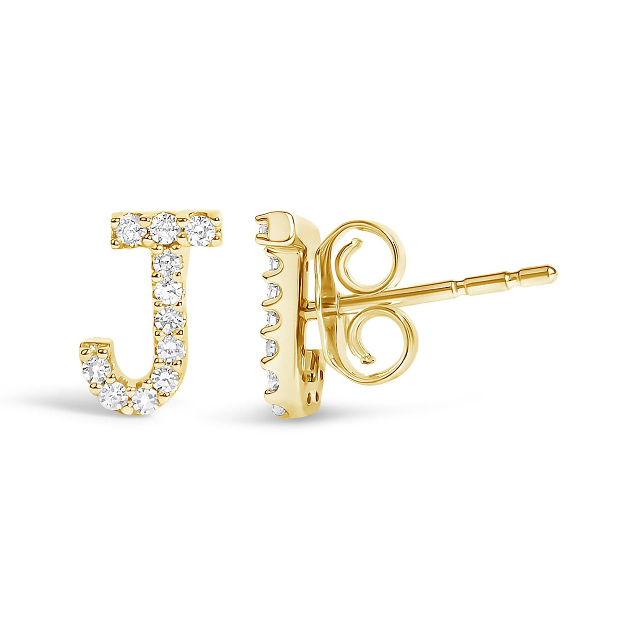 10K Yellow Gold 1/10 Cttw Diamond Initial “A” to "Z" Stud Earring