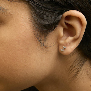 10K Yellow Gold 1/10 Cttw Diamond Initial “A” to "Z" Stud Earring