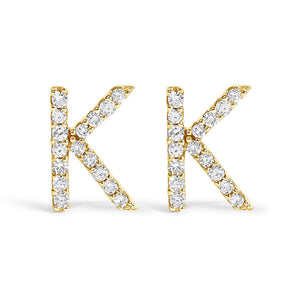 10K Yellow Gold 1/10 Cttw Diamond Initial “A” to "Z" Stud Earring