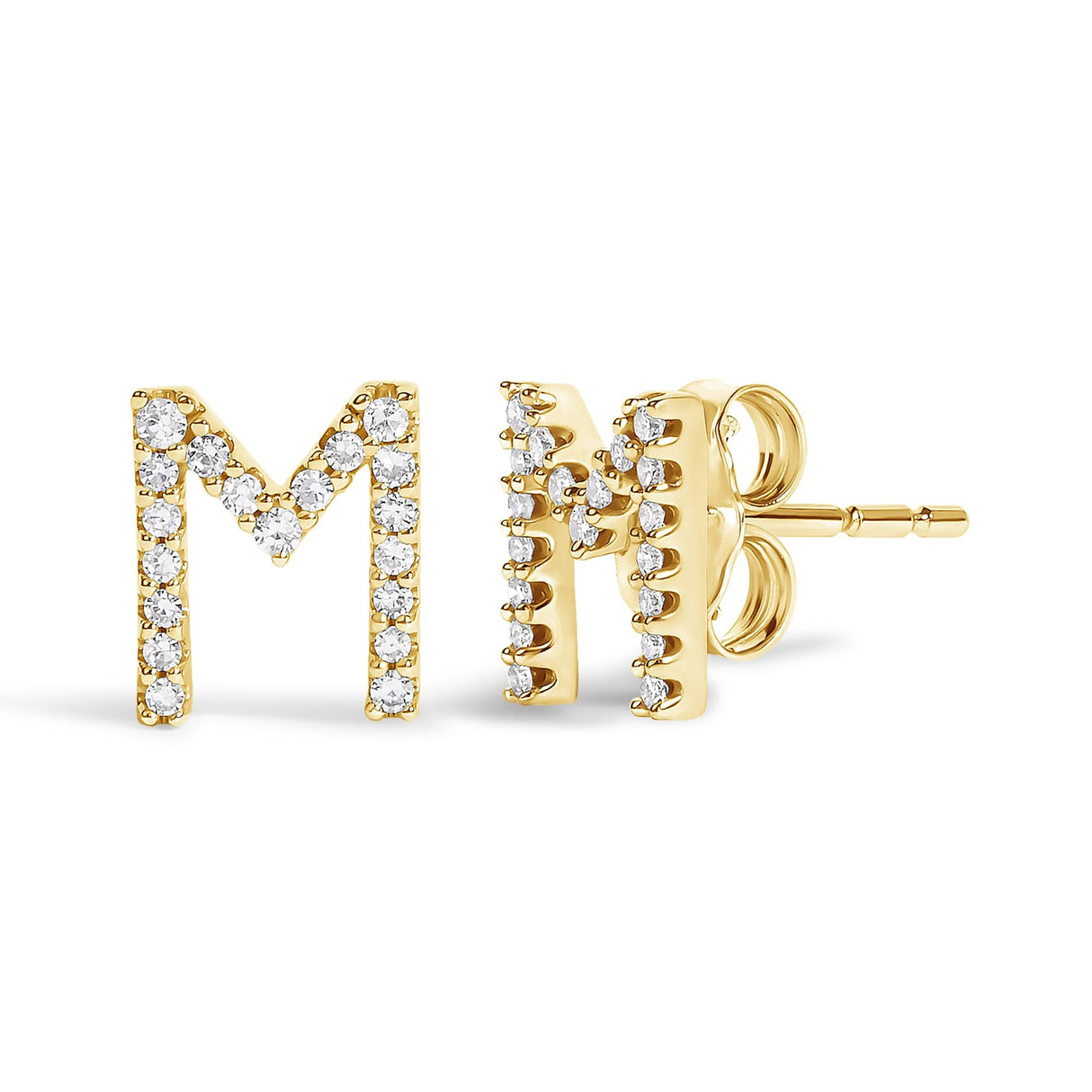 10K Yellow Gold 1/10 Cttw Diamond Initial “A” to "Z" Stud Earring