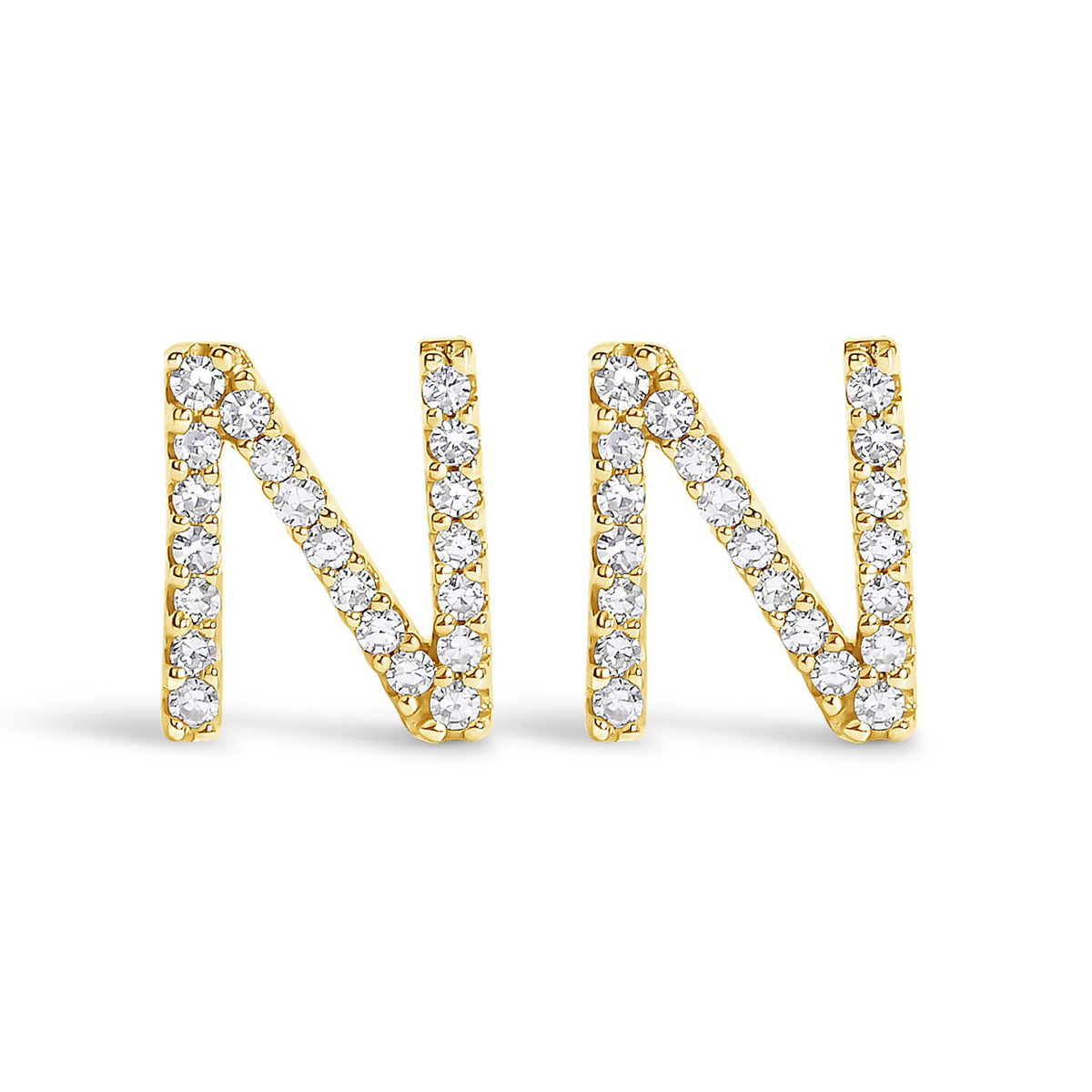 10K Yellow Gold 1/10 Cttw Diamond Initial “A” to "Z" Stud Earring
