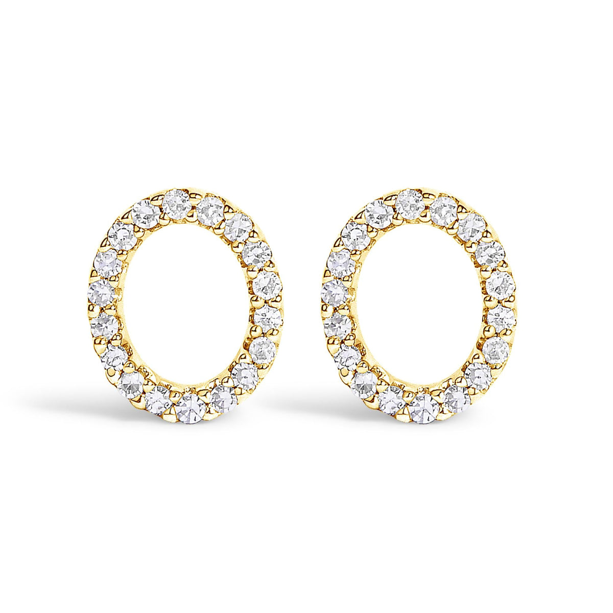 10K Yellow Gold 1/10 Cttw Diamond Initial “A” to "Z" Stud Earring