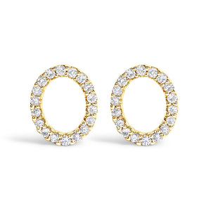 10K Yellow Gold 1/10 Cttw Diamond Initial “A” to "Z" Stud Earring