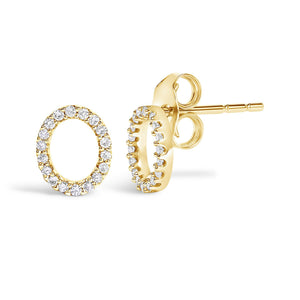 10K Yellow Gold 1/10 Cttw Diamond Initial “A” to "Z" Stud Earring