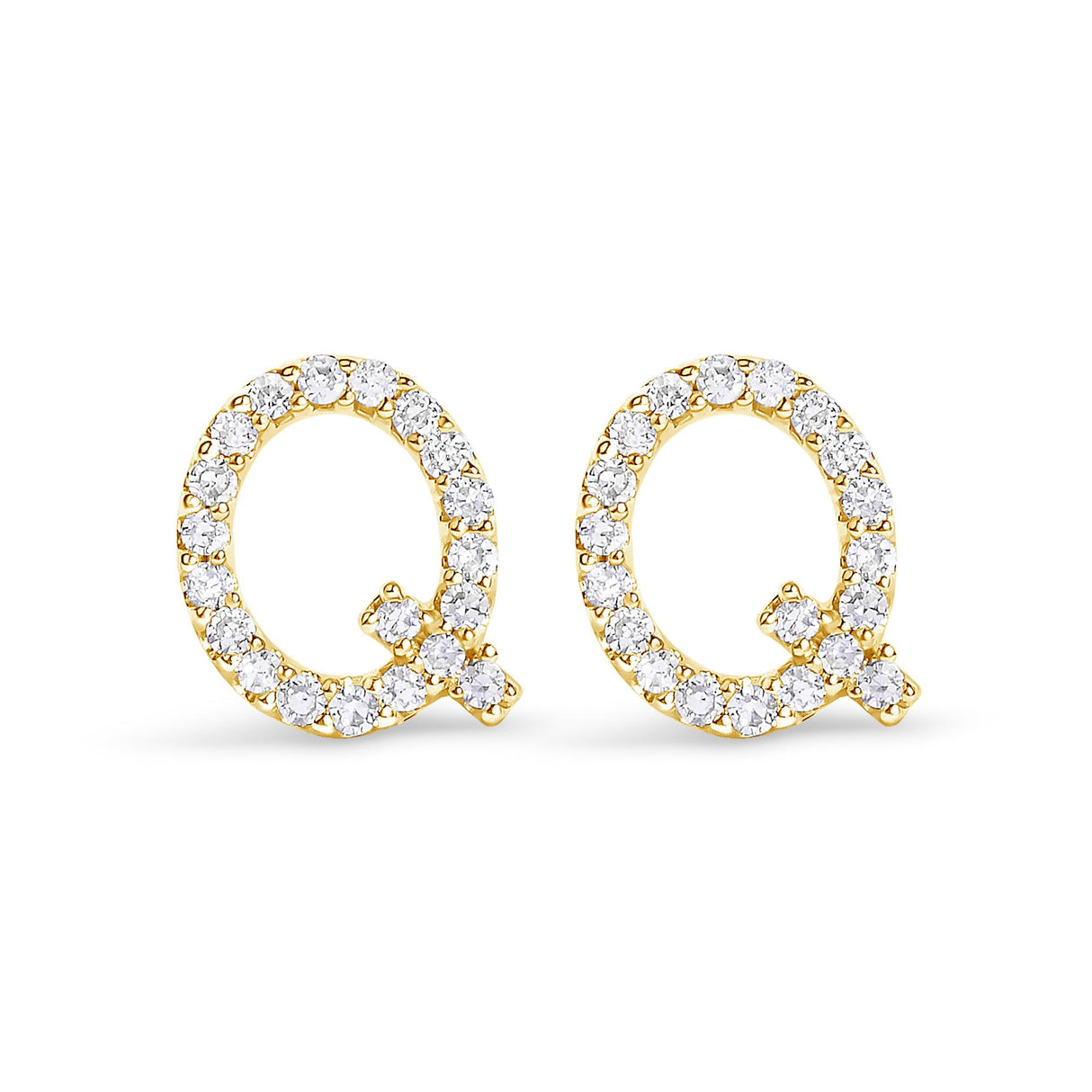 10K Yellow Gold 1/10 Cttw Diamond Initial “A” to "Z" Stud Earring