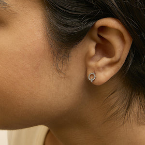 10K Yellow Gold 1/10 Cttw Diamond Initial “A” to "Z" Stud Earring