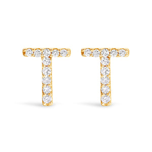 10K White Gold 1/10 Cttw Diamond Initial â€œAâ€ Stud Earring
