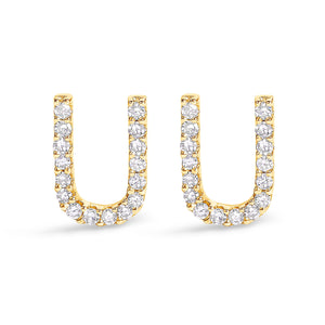 10K White Gold 1/10 Cttw Diamond Initial â€œAâ€ Stud Earring