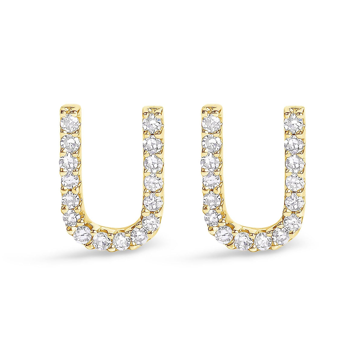 10K Yellow Gold 1/10 Cttw Diamond Initial “A” to "Z" Stud Earring