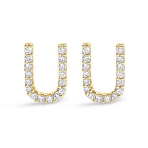 10K Yellow Gold 1/10 Cttw Diamond Initial “A” to "Z" Stud Earring