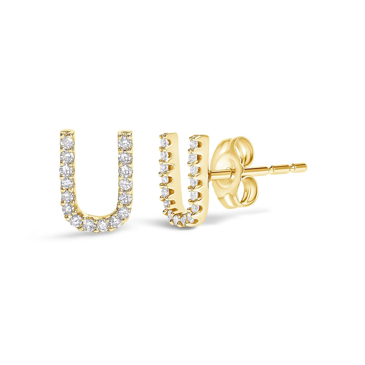10K Yellow Gold 1/10 Cttw Diamond Initial “A” to "Z" Stud Earring