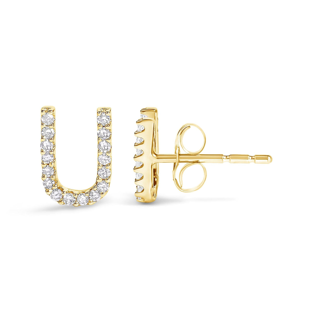 10K Yellow Gold 1/10 Cttw Diamond Initial “A” to "Z" Stud Earring
