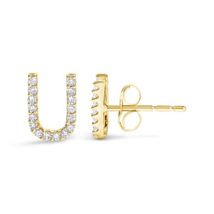 10K Yellow Gold 1/10 Cttw Diamond Initial “A” to "Z" Stud Earring