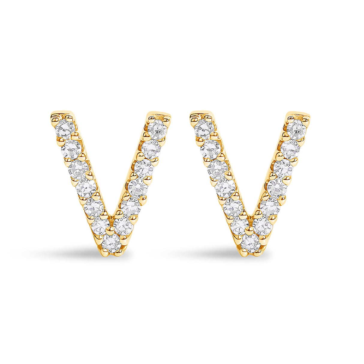 10K White Gold 1/10 Cttw Diamond Initial â€œAâ€ Stud Earring