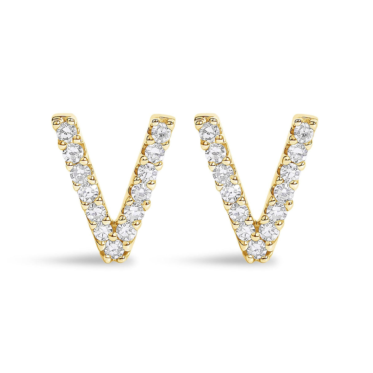 10K Yellow Gold 1/10 Cttw Diamond Initial “A” to "Z" Stud Earring