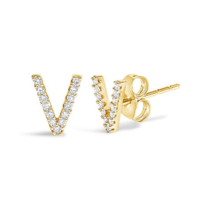 10K Yellow Gold 1/10 Cttw Diamond Initial “A” to "Z" Stud Earring