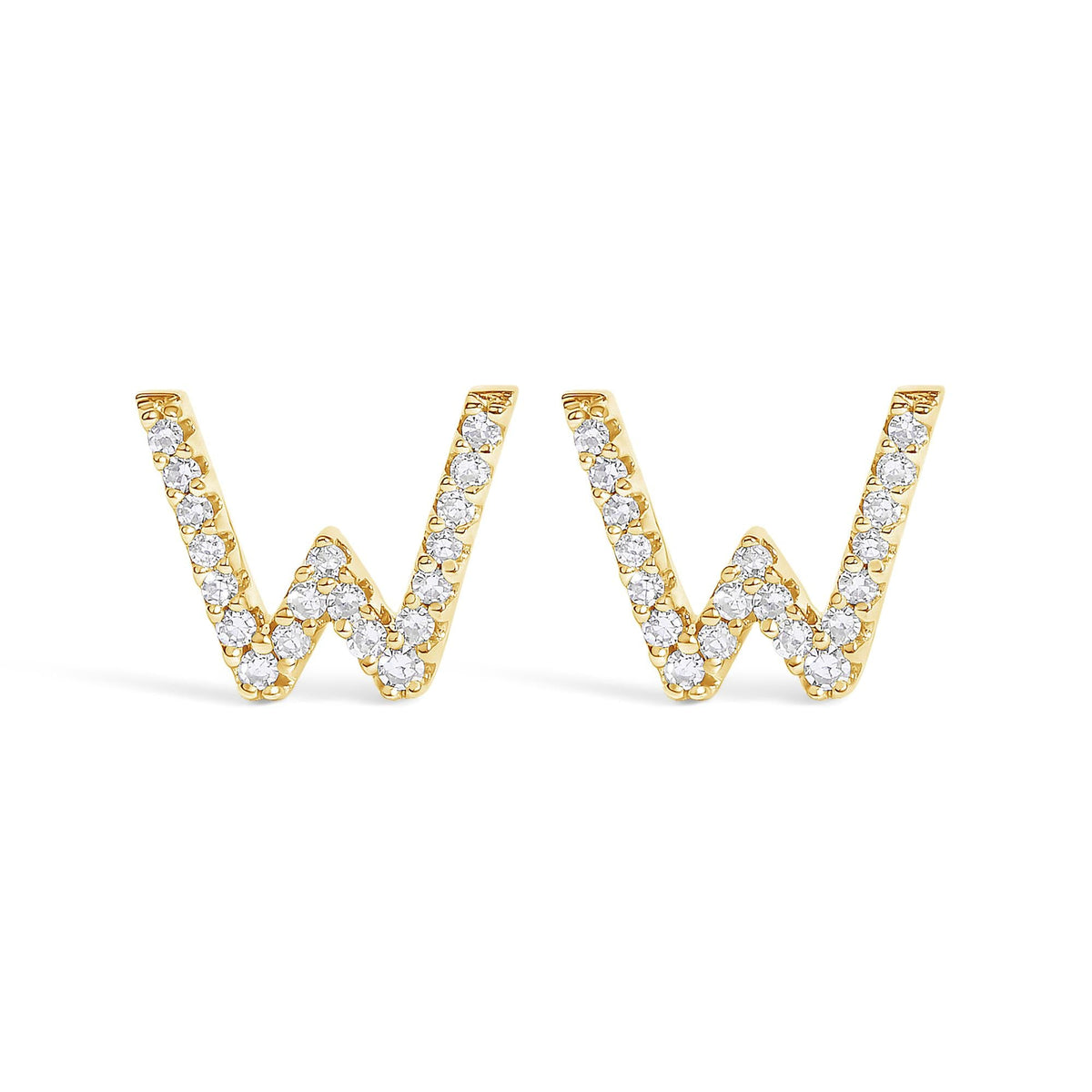 10K Yellow Gold 1/10 Cttw Diamond Initial “A” to "Z" Stud Earring