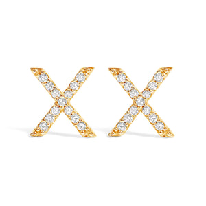 10K White Gold 1/10 Cttw Diamond Initial â€œAâ€ Stud Earring
