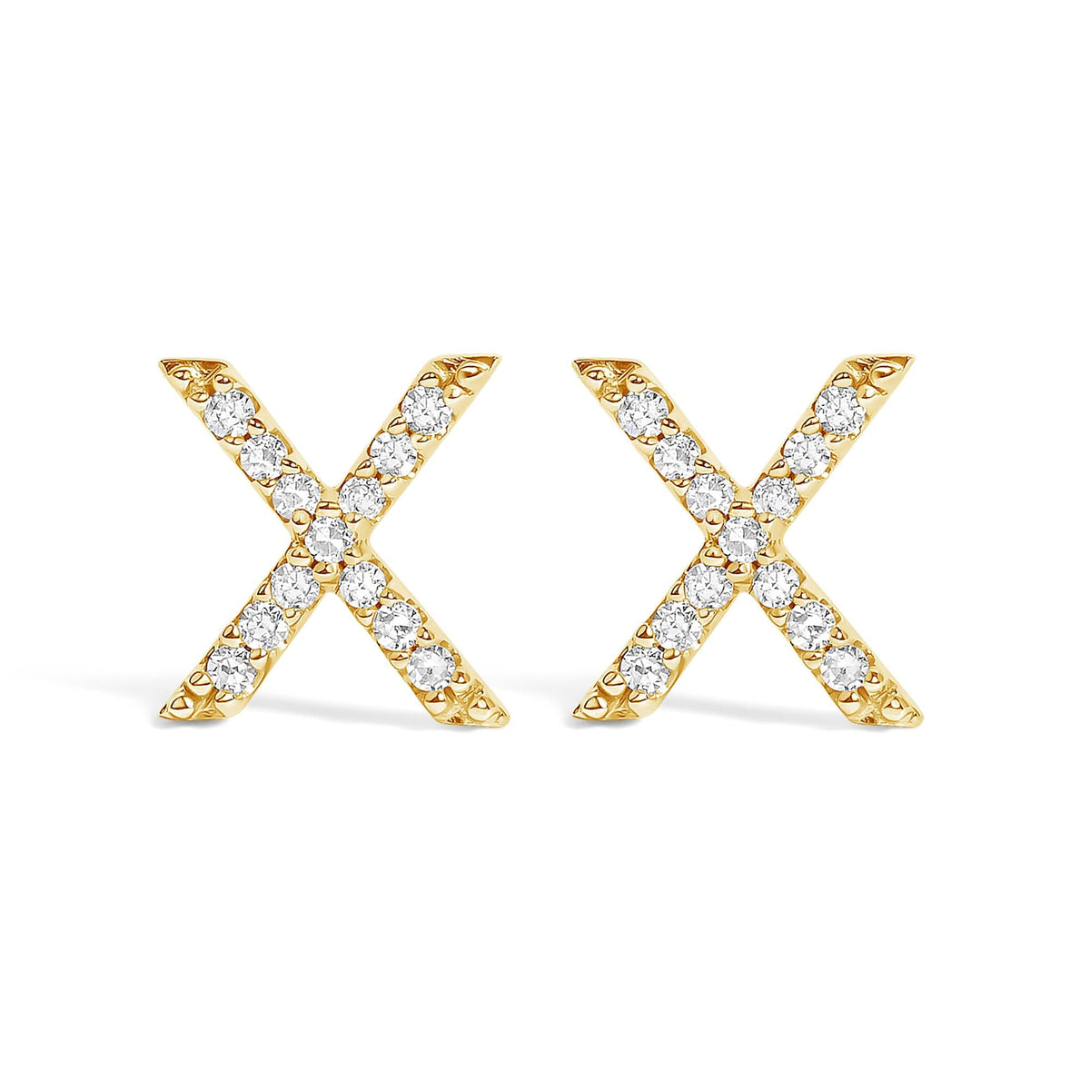 10K Yellow Gold 1/10 Cttw Diamond Initial “A” to "Z" Stud Earring