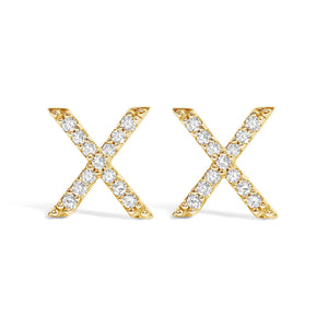 10K Yellow Gold 1/10 Cttw Diamond Initial “A” to "Z" Stud Earring