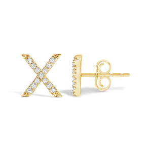 10K Yellow Gold 1/10 Cttw Diamond Initial “A” to "Z" Stud Earring