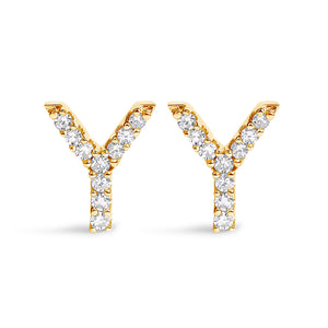 10K White Gold 1/10 Cttw Diamond Initial â€œAâ€ Stud Earring